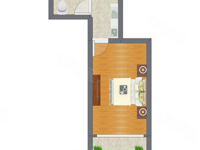1室0厅 35.05平米户型图