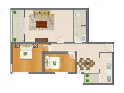 2室2厅 110.22平米户型图