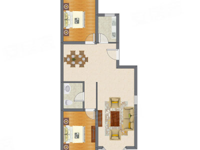 2室2厅 102.00平米户型图