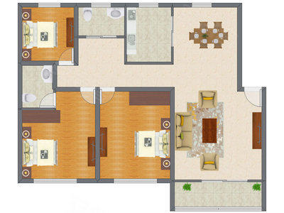 3室1厅 140.00平米