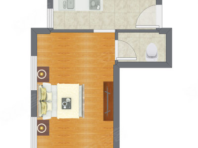 1室0厅 38.52平米户型图