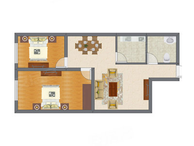 2室1厅 59.06平米户型图