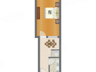 1室1厅 39.87平米户型图