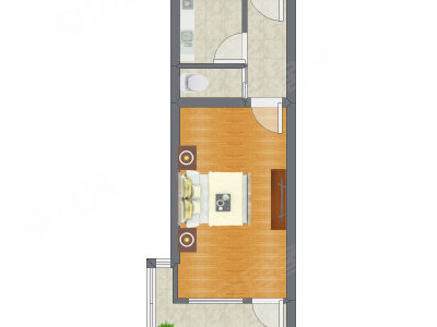 1室0厅 39.52平米户型图