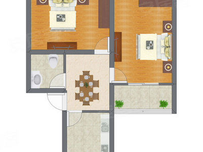 2室1厅 45.11平米