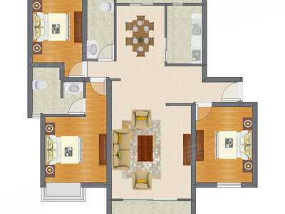 3室2厅 142.68平米户型图