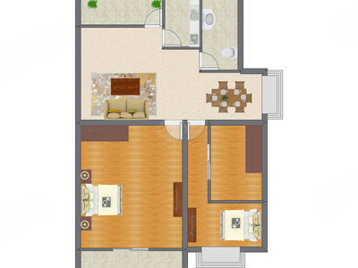 2室2厅 114.90平米户型图