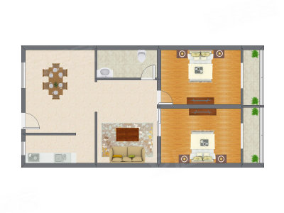 2室2厅 128.30平米户型图