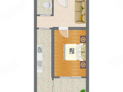 1室1厅 47.05平米户型图