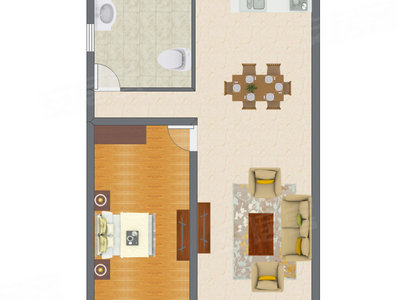 1室2厅 70.27平米户型图