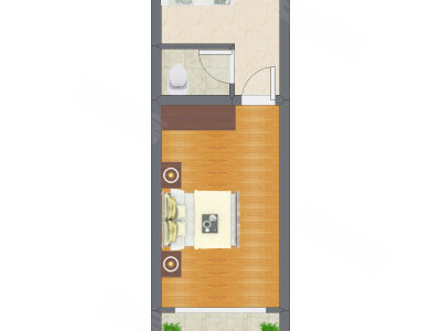 1室0厅 35.55平米户型图