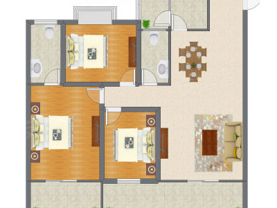 3室2厅 130.99平米户型图