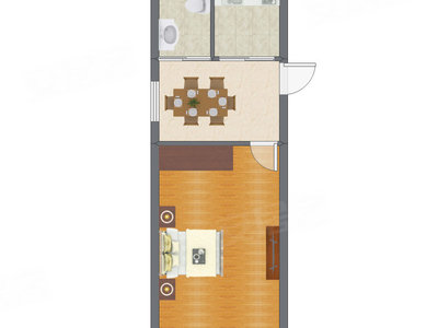 1室1厅 40.72平米户型图