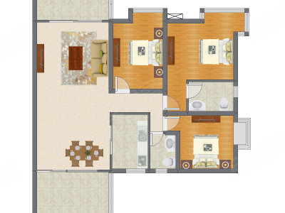 3室2厅 89.88平米