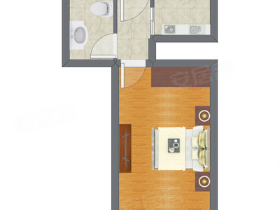 1室0厅 33.85平米户型图