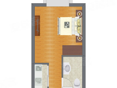 1室1厅 22.08平米户型图