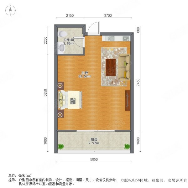 旭弘同德国际公寓1室0厅1卫135.02㎡东108万