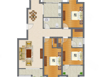 3室2厅 157.28平米