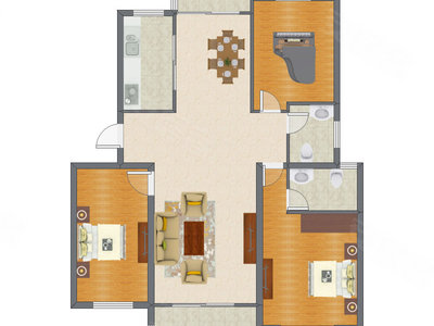 3室2厅 136.69平米户型图