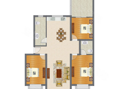 3室2厅 132.00平米户型图