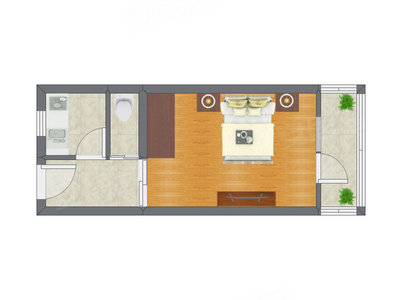 1室0厅 36.63平米户型图