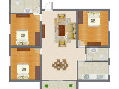 3室1厅 96.10平米