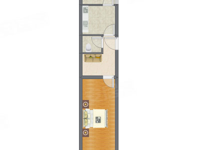 1室1厅 29.52平米户型图