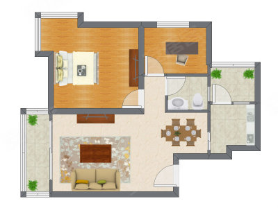 2室2厅 80.63平米户型图
