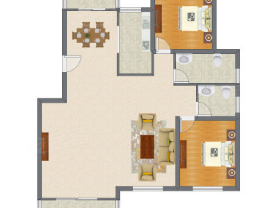 2室2厅 134.80平米户型图