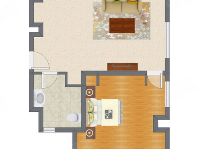1室1厅 81.19平米户型图