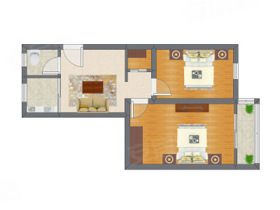 2室1厅 60.50平米户型图