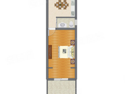 1室1厅 34.80平米