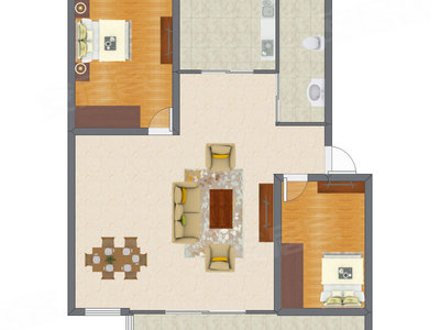 2室2厅 101.16平米户型图