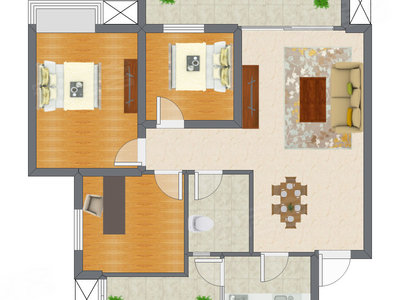 2室2厅 70.56平米户型图