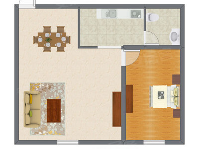 1室1厅 64.33平米户型图