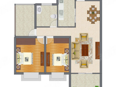 2室2厅 76.20平米