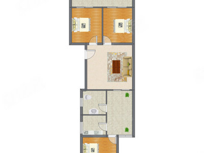 3室1厅 94.83平米户型图