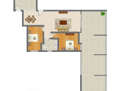 2室2厅 91.39平米户型图