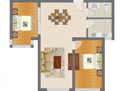 2室2厅 81.85平米户型图