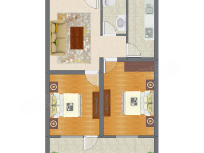 2室1厅 79.02平米户型图