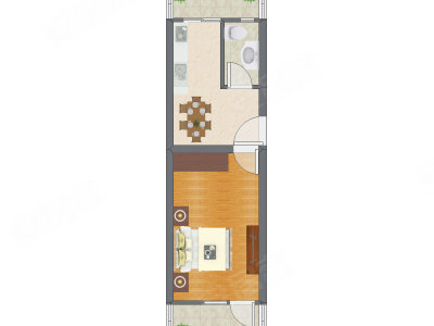 1室1厅 41.55平米户型图