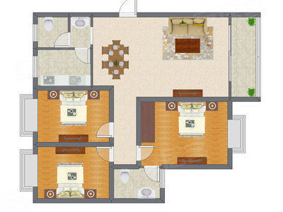 3室2厅 110.11平米户型图