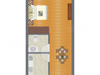 1室1厅 30.28平米户型图