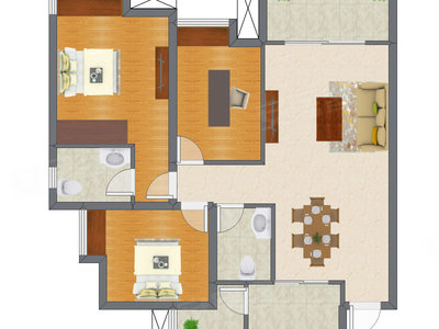 3室2厅 85.64平米