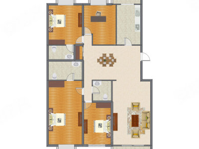 4室2厅 163.28平米户型图