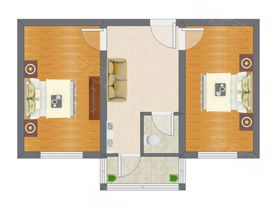 2室1厅 53.54平米