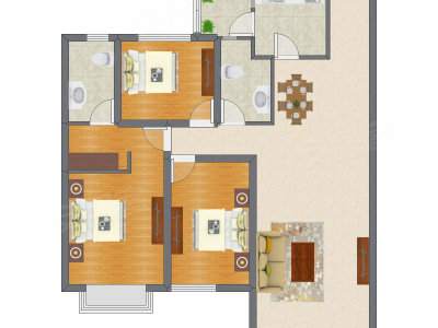 3室2厅 115.00平米