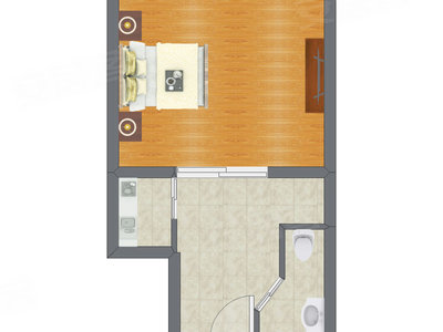 1室0厅 46.24平米户型图