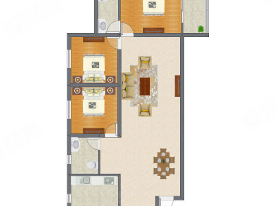 3室1厅 97.04平米