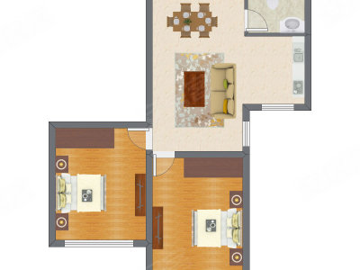 2室2厅 80.19平米户型图